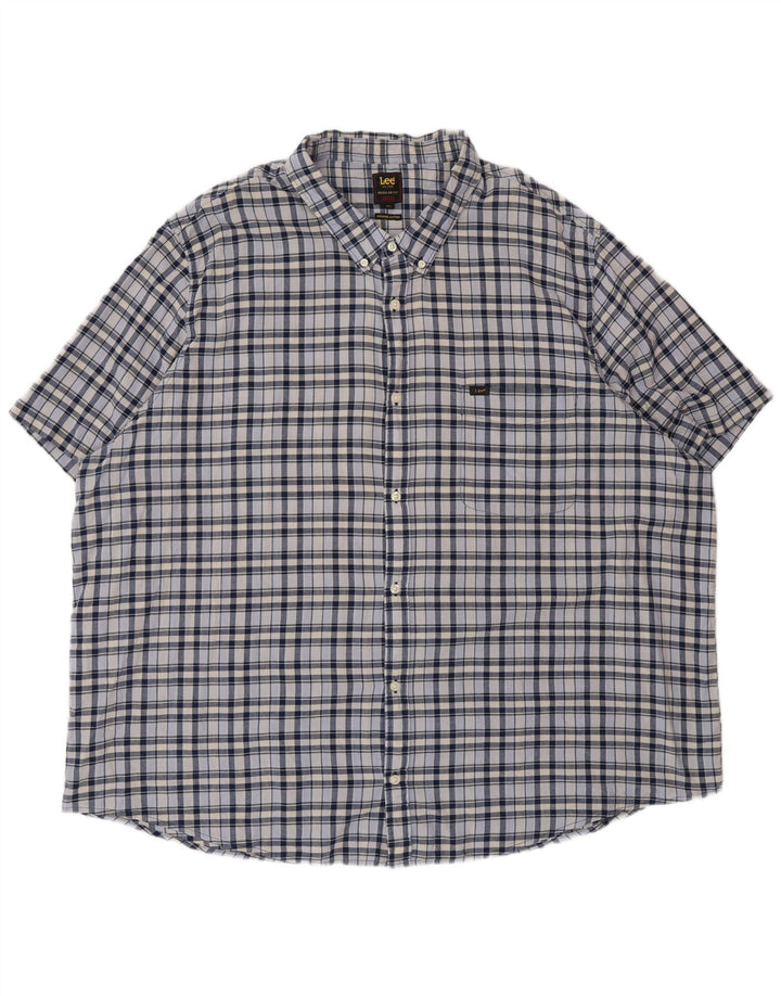 Lee Camisa de Manga Corta Regular Fit para Hombre 5XL Algodón a Cuadros Azul