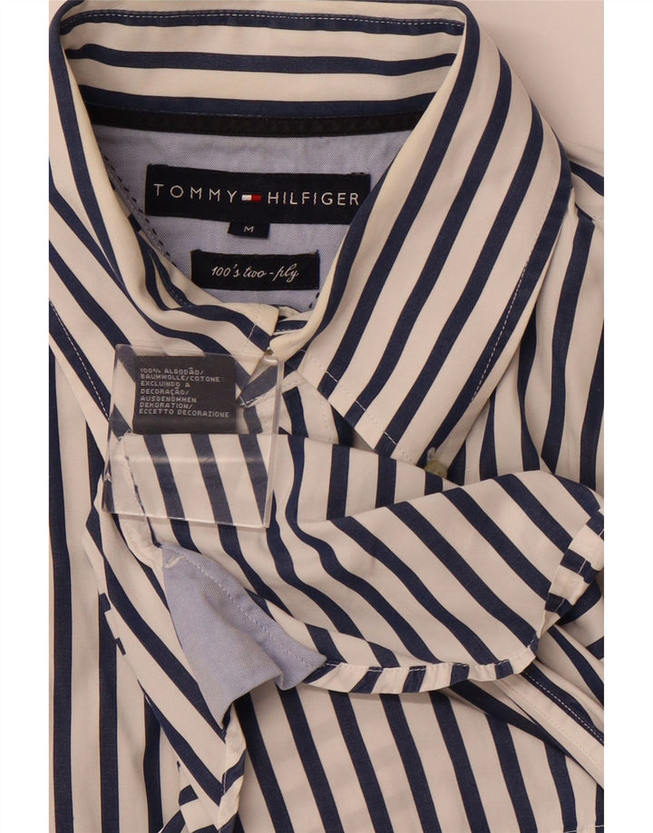 TOMMY HILFIGER Camisa de hombre mediana blanca de algodón a rayas