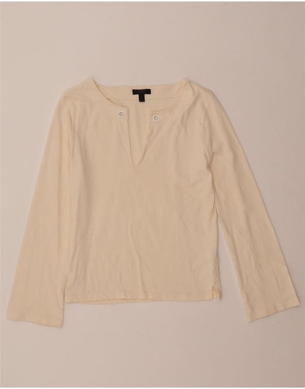 J. Crew Blusa de manga larga para mujer UK 10 Small Beige Cotton