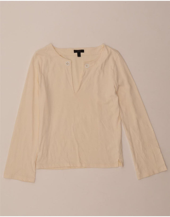 J. Crew Blusa de manga larga para mujer UK 10 Small Beige Cotton