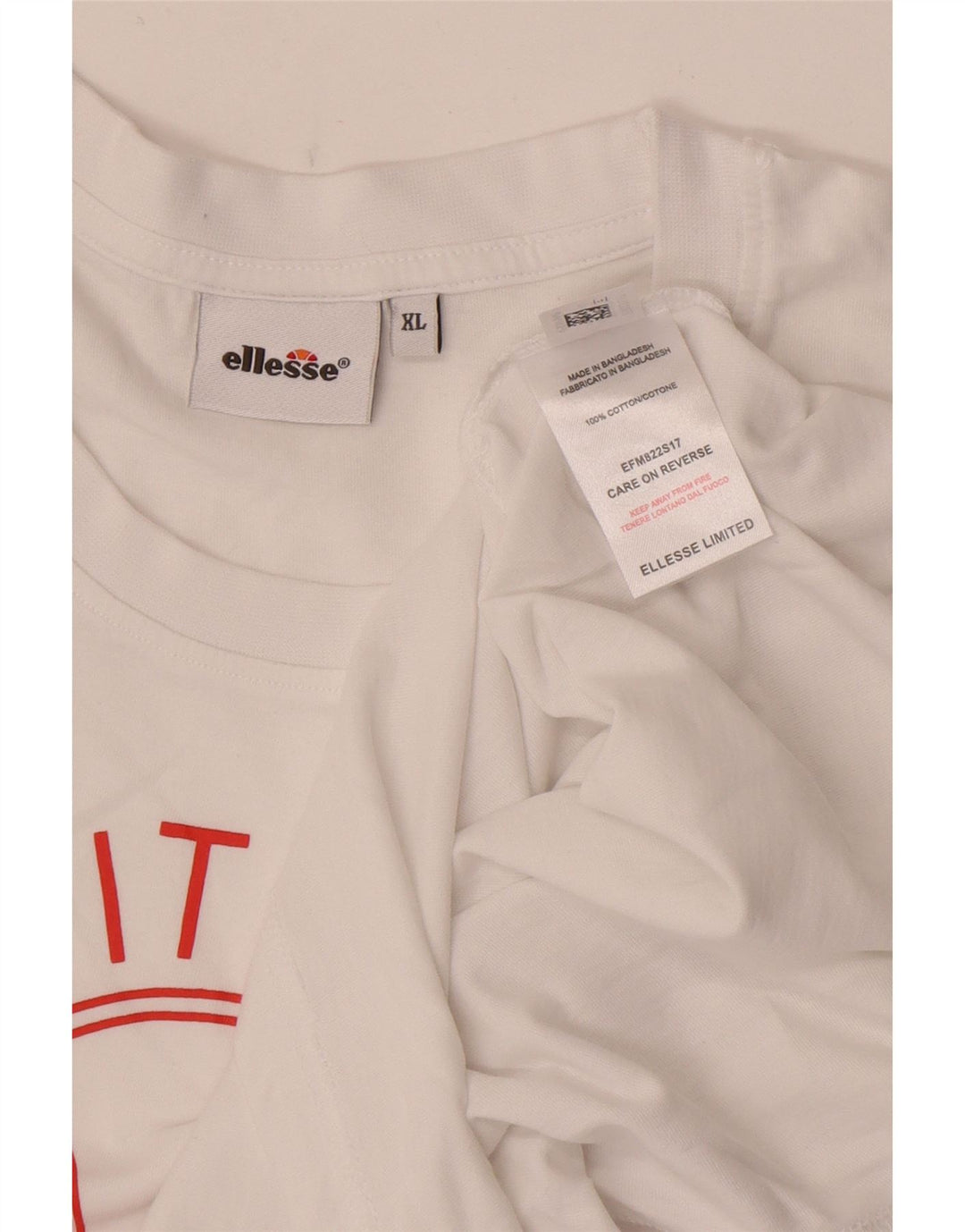 ELLESSE Camiseta sin mangas estampada para hombre XL Algodón blanco