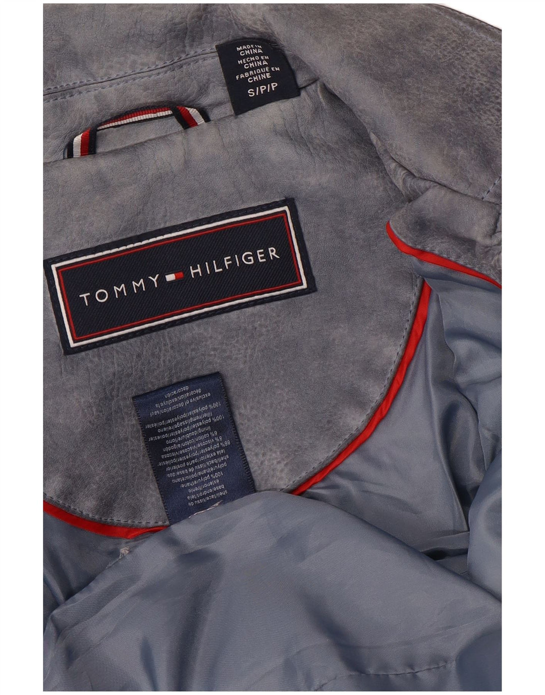 Tommy Hilfiger Chaqueta motera de piel sintética para mujer UK 10 Small Grey