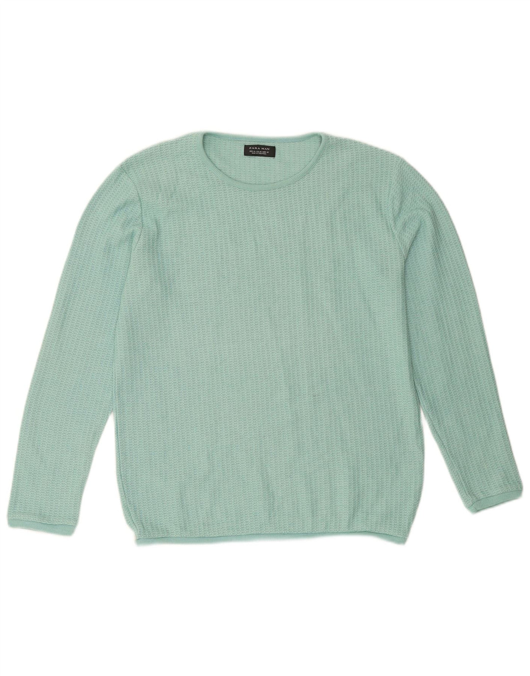 ZARA Hombre Jersey Cuello Redondo Algodón Verde Medio