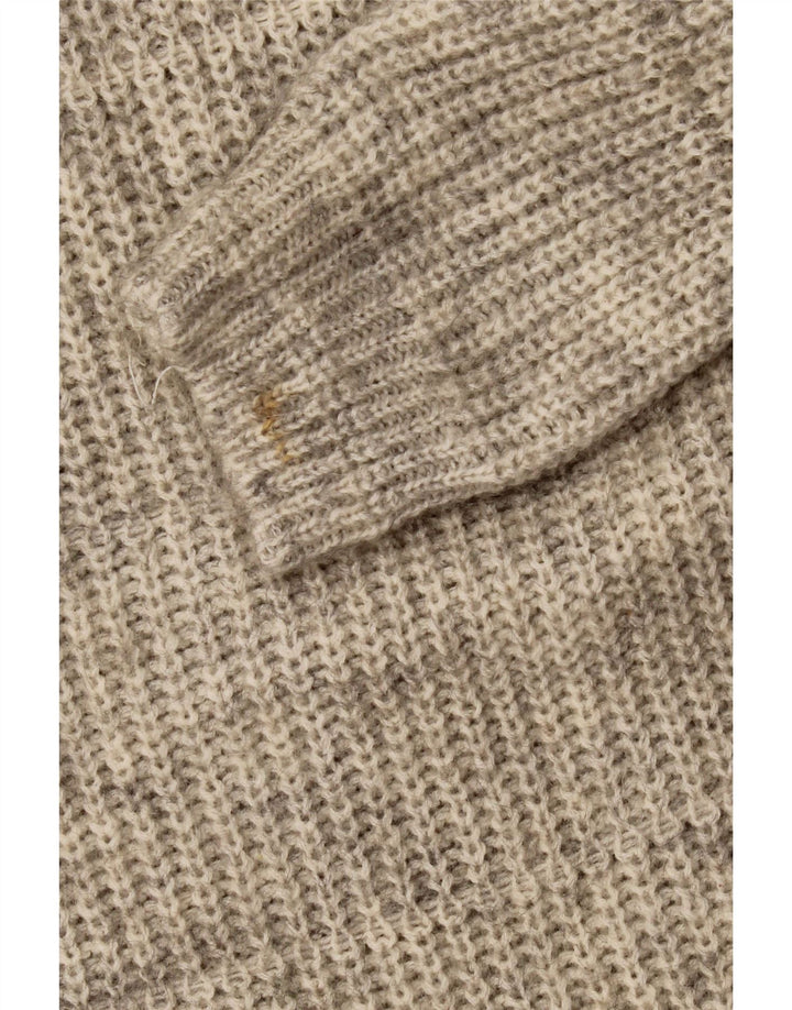 Vintage mujer longline cuello redondo jersey suéter Reino Unido 14 gris medio