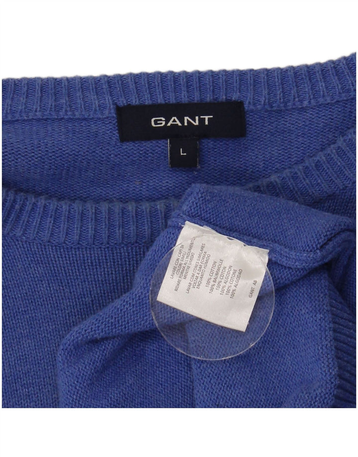 Gant Jersey De Cuello Barco Para Hombre Jersey De Algodón Azul Grande