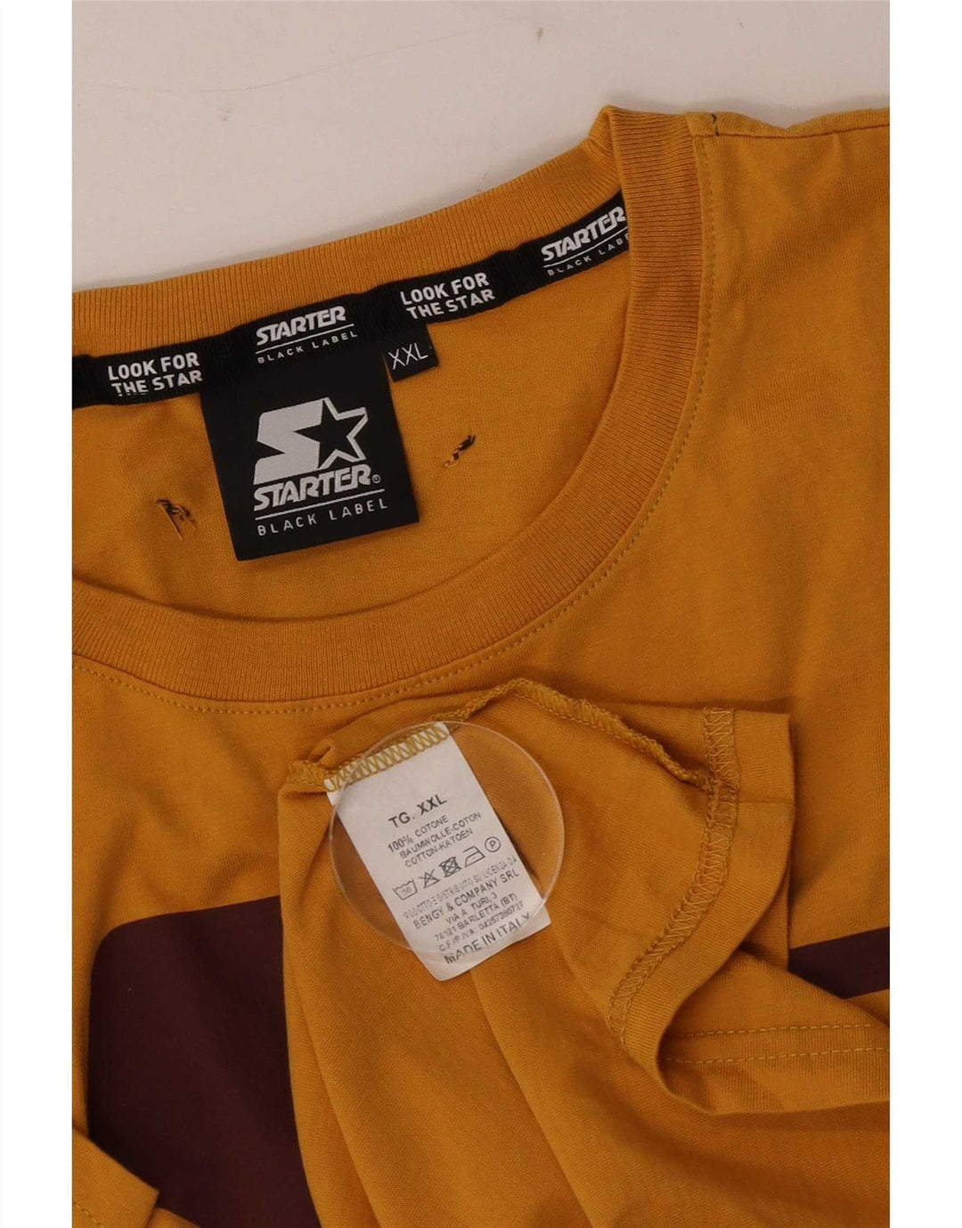 Starter Camiseta gráfica para hombre Top 2XL Algodón amarillo