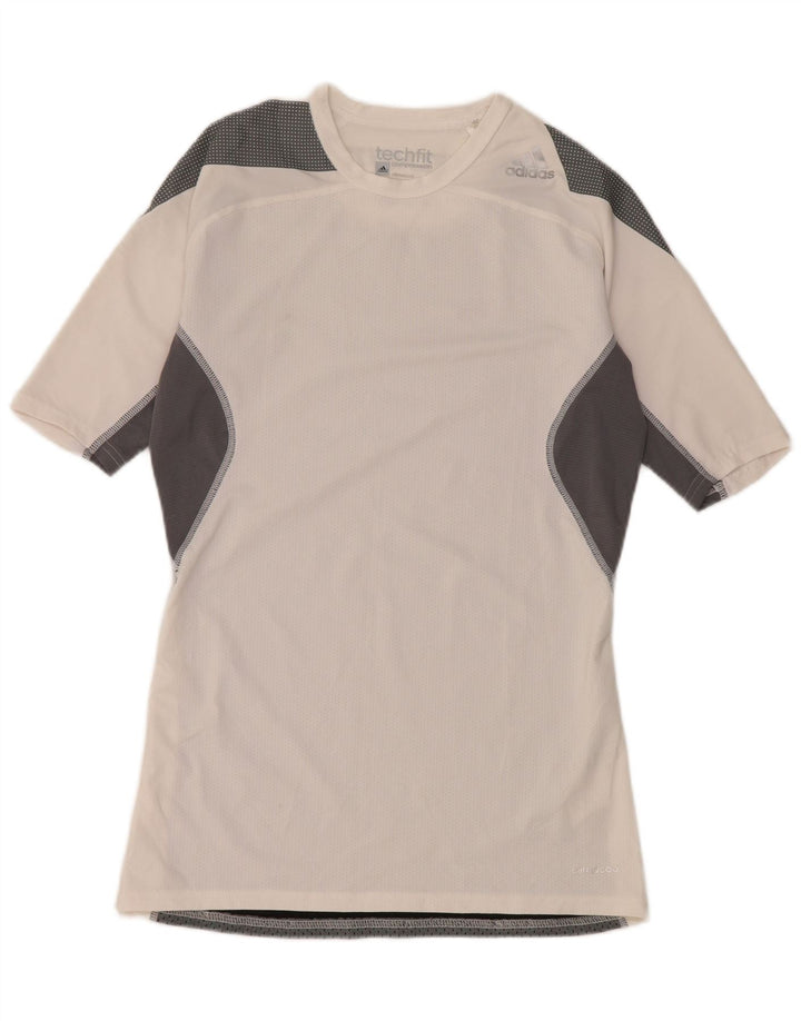 Adidas Camiseta De Compresión Gráfica Para Hombre Top Grande Blanco Colorblock