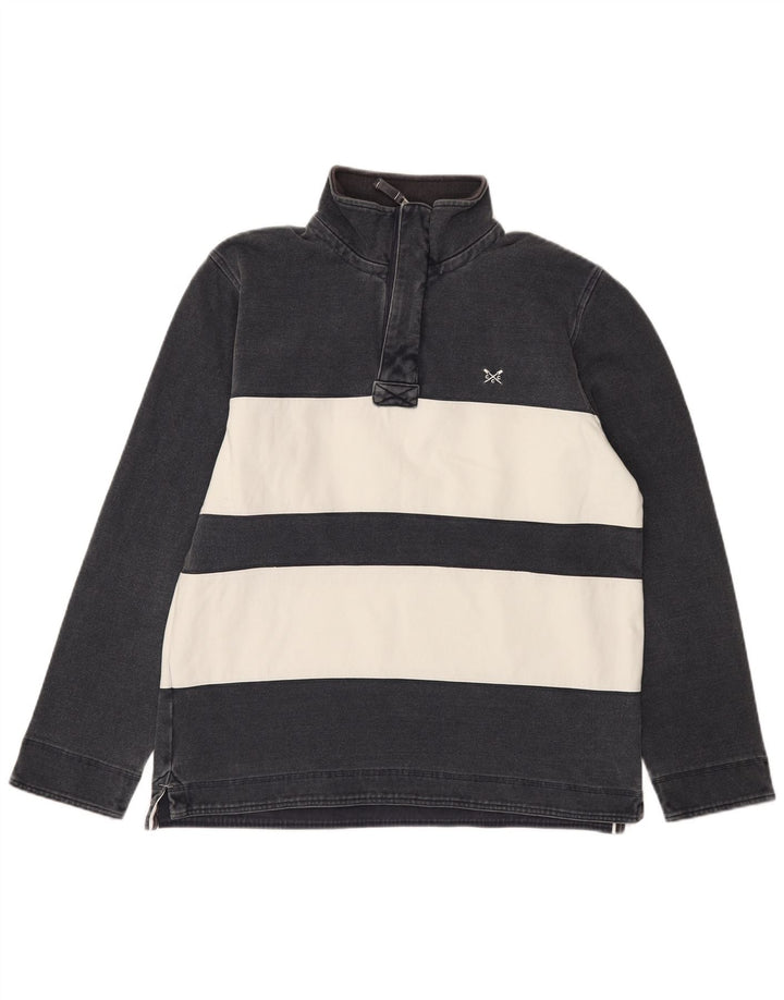 Crew Clothing - Sudadera con cuello y cremallera para hombre, color azul marino, a rayas
