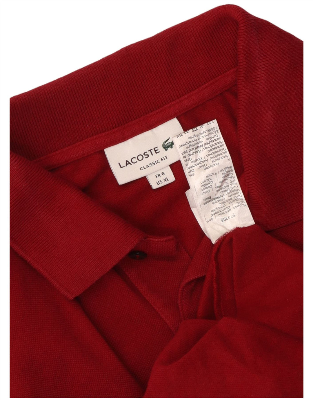 LACOSTE Polo de corte clásico para hombre Talla 6 XL Algodón rojo