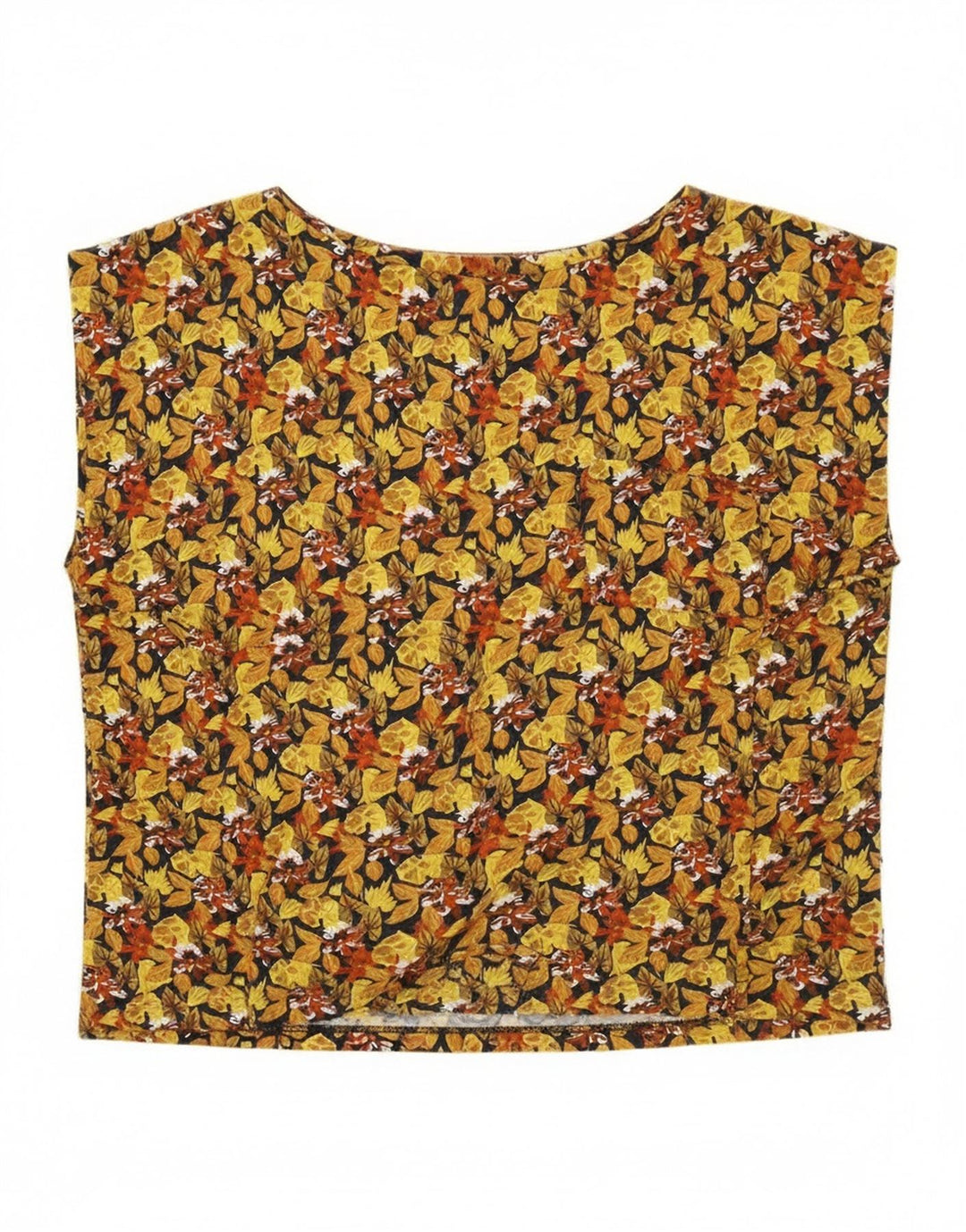 Vintage mujer crop blusa sin mangas Top Reino Unido 14Medium amarillo floral