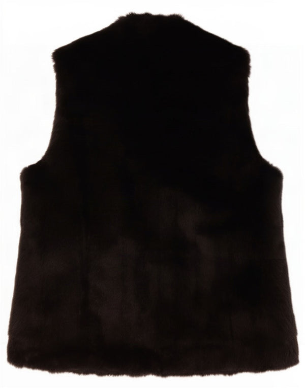 Pomodoro Womens Faux Fur Gilet UK 16 Large Black Acrylic