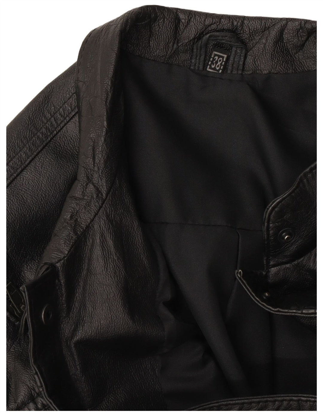 Vintage mujer suelta ajuste cuero gilet EU 38 medio negro