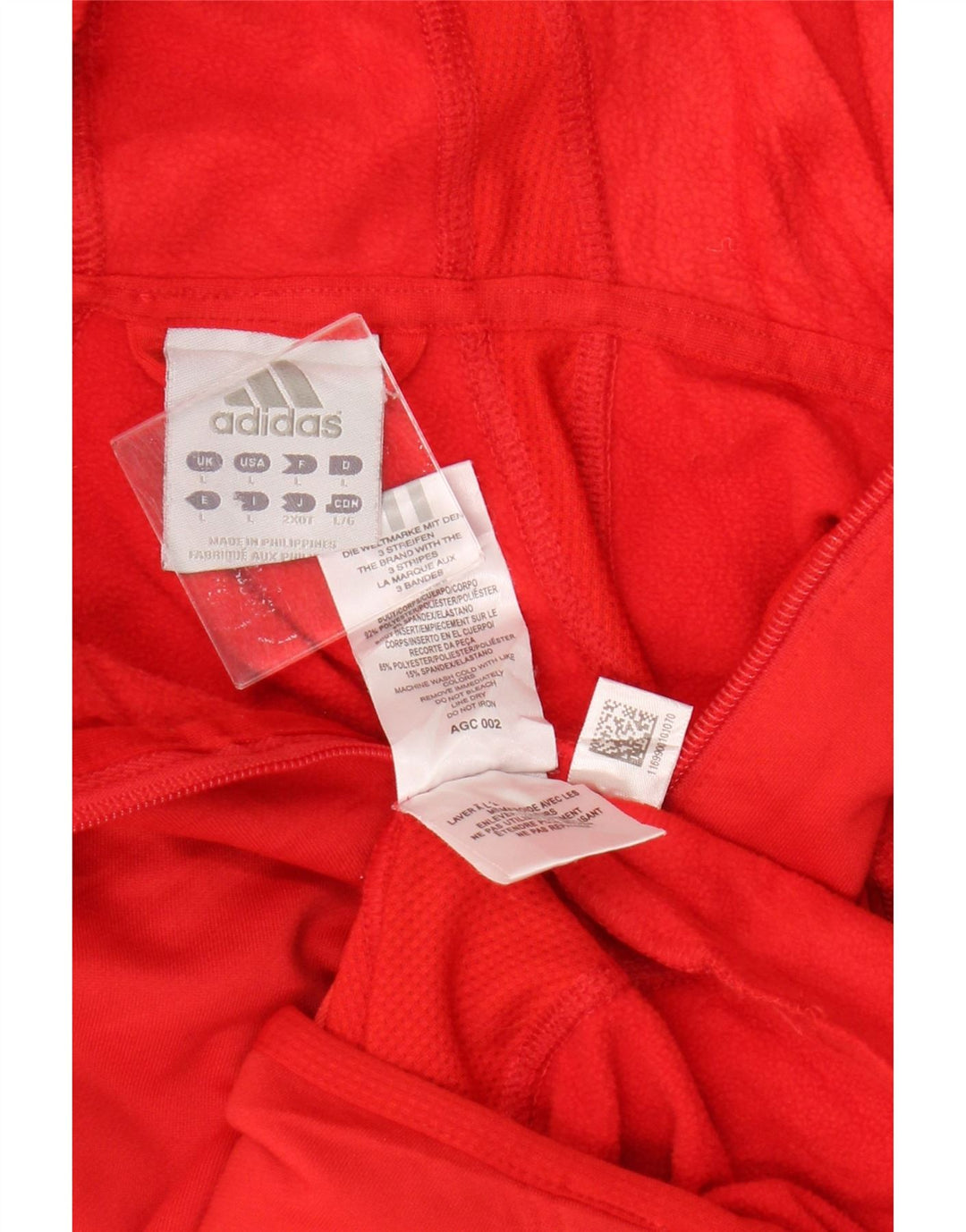 Adidas - Sudadera con capucha y cremallera para mujer, talla 40, poliéster rojo grande