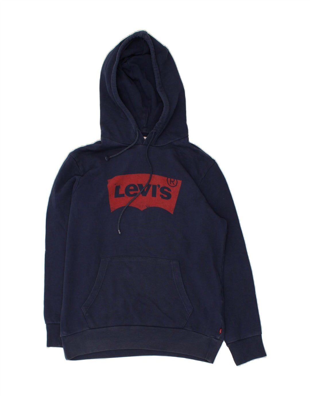 LEVI'S Mens Graphic Hoodie Jumper Small Navy Blue Cotton Vintage Levi's and Second-Hand Levi's from Messina Hembry 