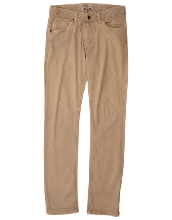 Zara Mens Slim Casual Pantalones EU 38 Small W30 L32 Algodón Beige