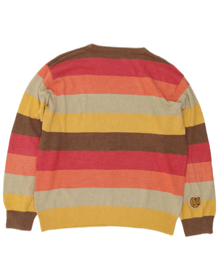 Quiksilver Jersey con cuello barco para hombre, talla mediana, multicolor, a rayas
