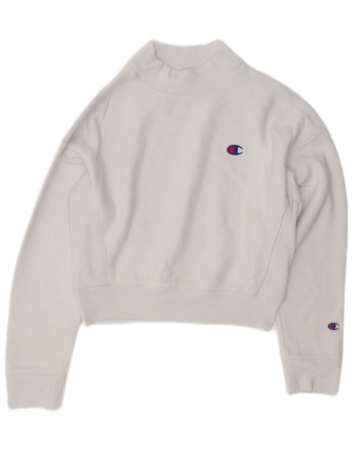 Champion Sudadera Corta para Mujer Jersey UK 14 Mediano Algodón Blanco