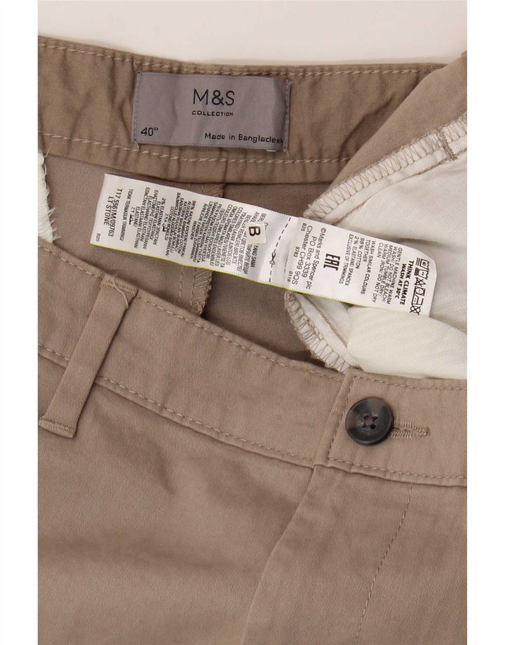 Marks & Spencer Pantalones cortos chinos para hombre W40 XL Algodón beige
