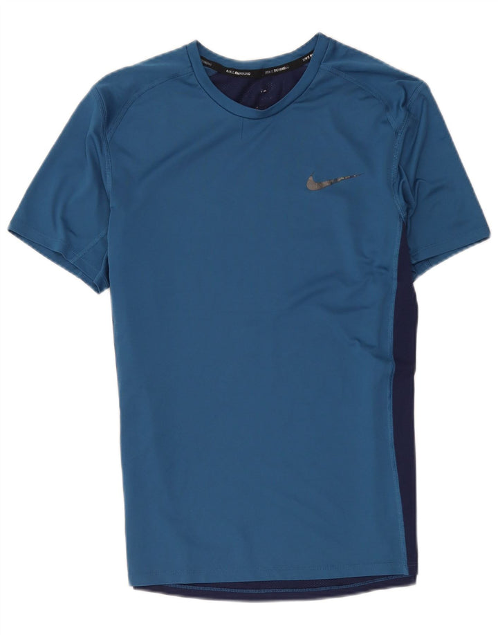 Camiseta Nike Dri Fit para hombre con diseño color block en azul medio