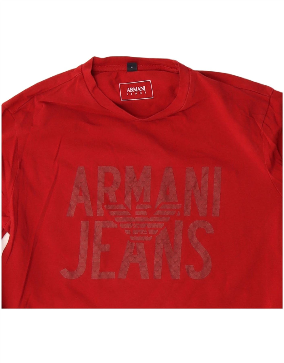 ARMANI JEANS Top gráfico para mujer manga larga UK 12 Algodón rojo medio