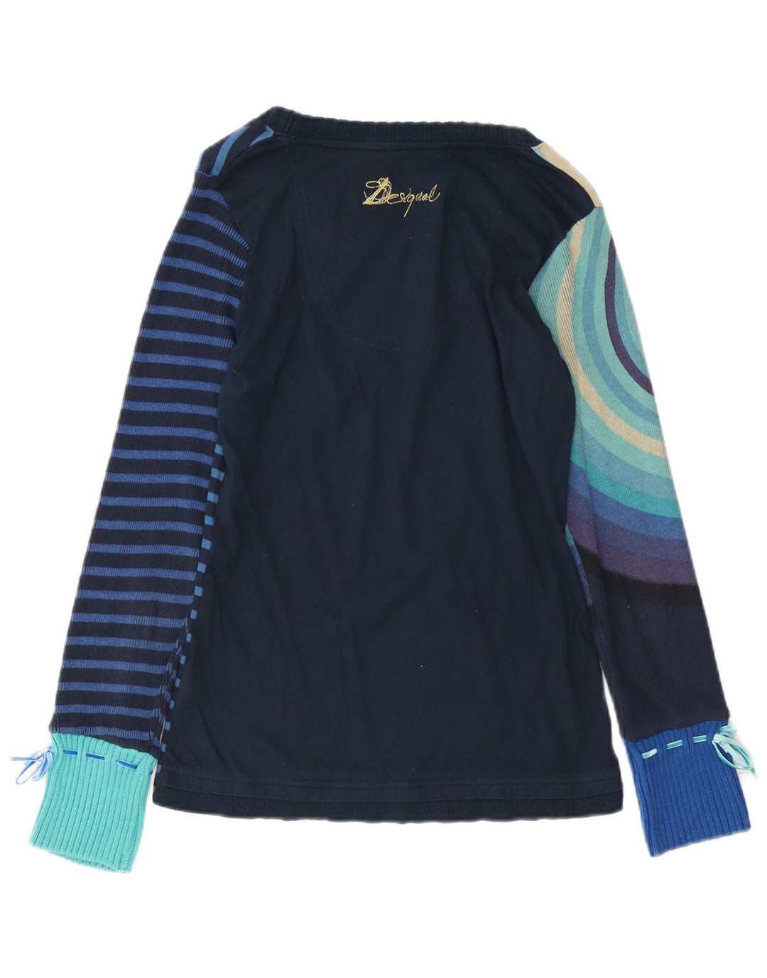 DESIGUAL Top gráfico para mujer manga larga UK 42 Algodón a rayas azul medio