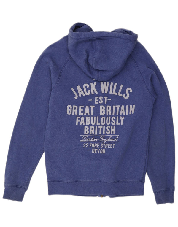 Jack Wills Suéter con capucha y cremallera gráfica para hombre XS Algodón azul