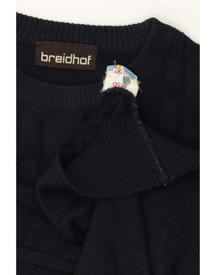 Breidhof Jersey de cuello redondo para hombre IT 50 mediano azul marino lana virgen