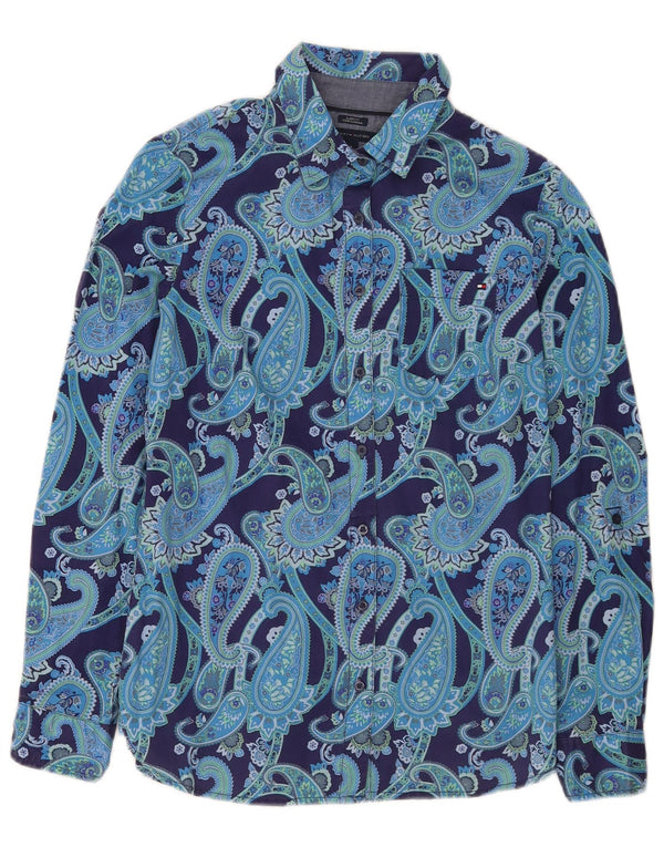 Tommy Hilfiger Camisa de corte clásico para mujer UK 10 Small Blue Paisley Modern