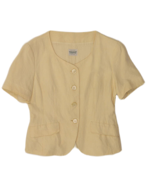 Benetton Chaqueta Blazer De Manga Corta Con 4 Botones IT 42 Medium Beige