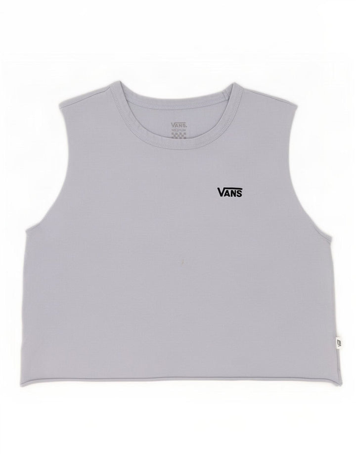 Vans Top corto sin mangas para mujer UK 12 Algodón azul medio