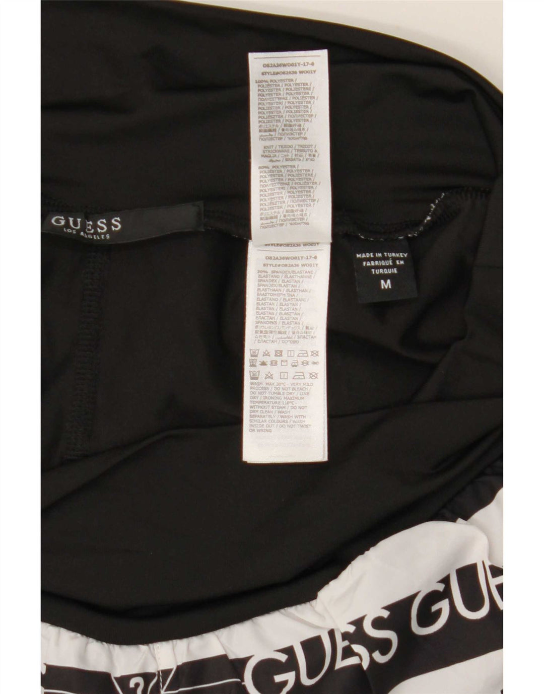 Guess Pantalones cortos deportivos gráficos para mujer UK 12 Mediano Poliéster a rayas negras