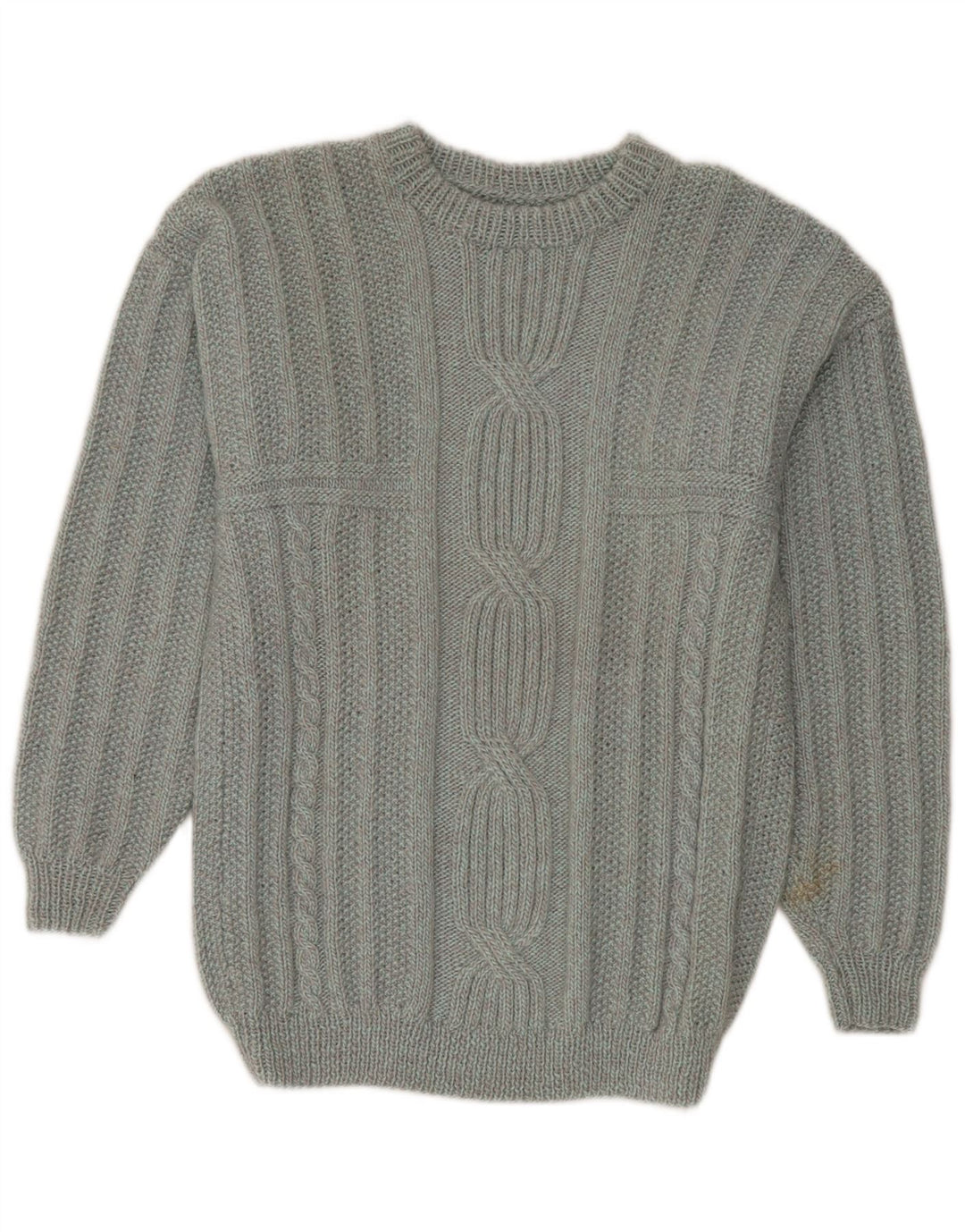 Vintage hombres cuello redondo jersey suéter gris medio