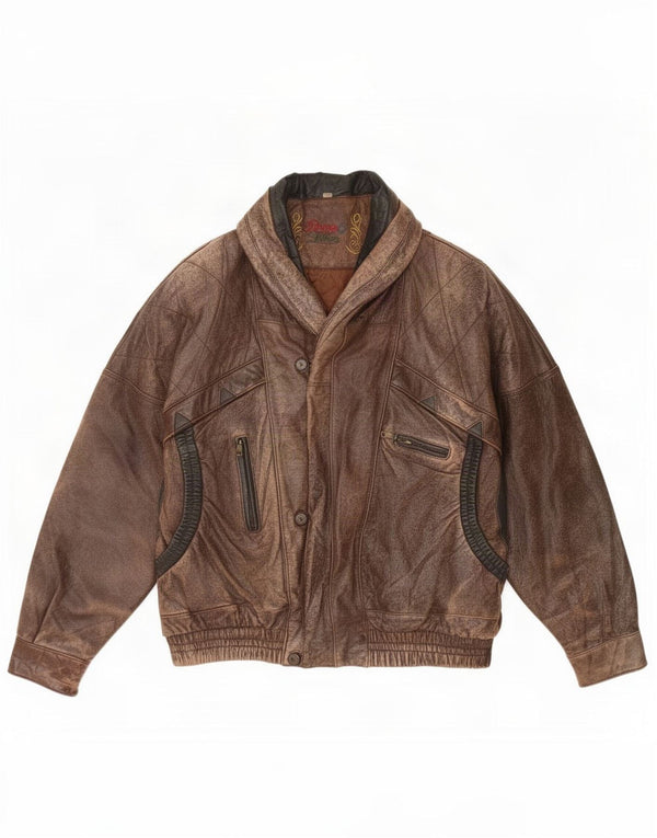 Rover&Lakes Chaqueta de cuero para hombre IT 52 XL Marrón
