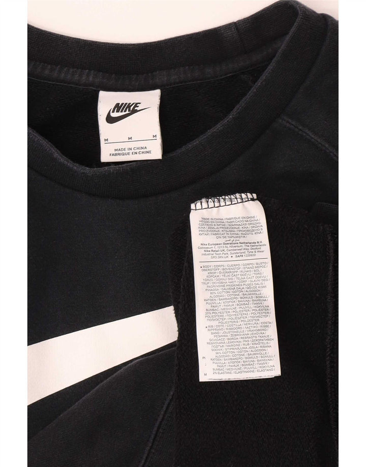 Nike Sudadera con gráfico Swoosh para hombre, jersey de algodón negro mediano