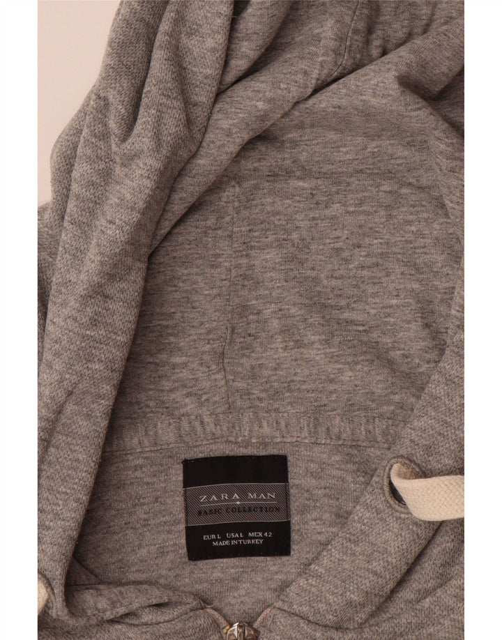 Zara Hombre Sudadera Con Capucha Y Cremallera Grande Gris Moteado
