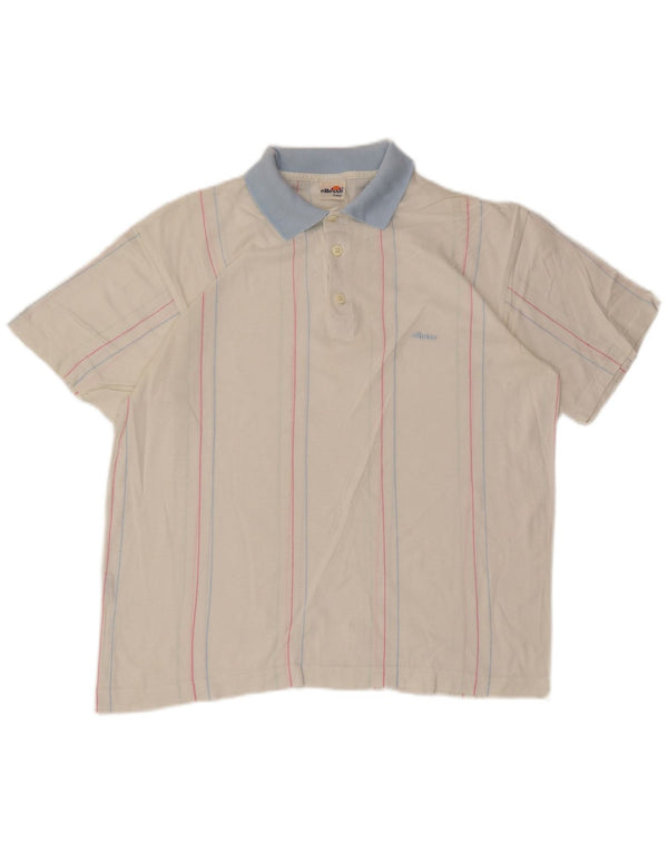 Polo Ellesse Hombre De Algodón A Rayas Blanco Mediano