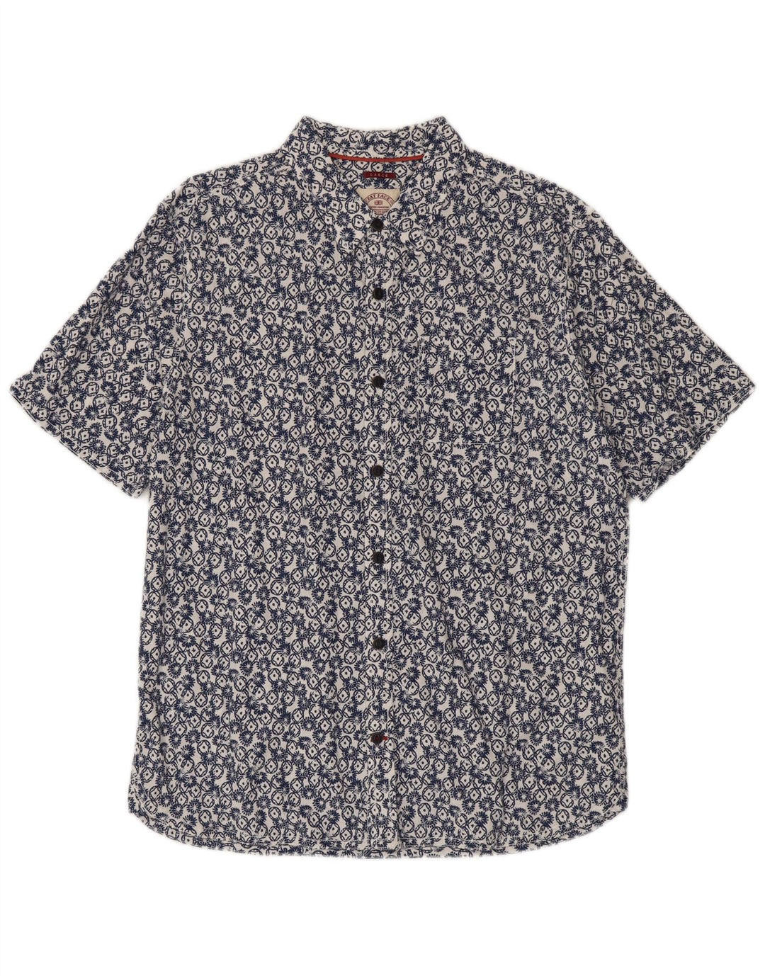 Camisa de manga corta para hombre Fat Face de algodón geométrico azul grande