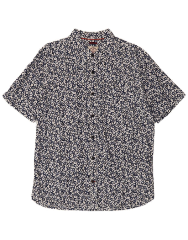 Camisa de manga corta para hombre Fat Face de algodón geométrico azul grande