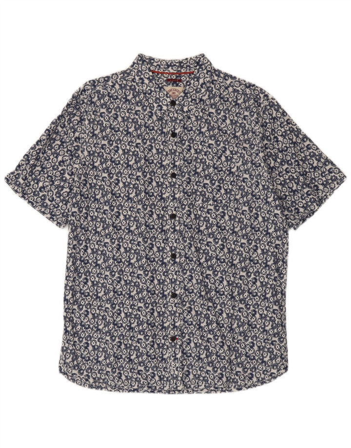 Camisa de manga corta para hombre Fat Face de algodón geométrico azul grande
