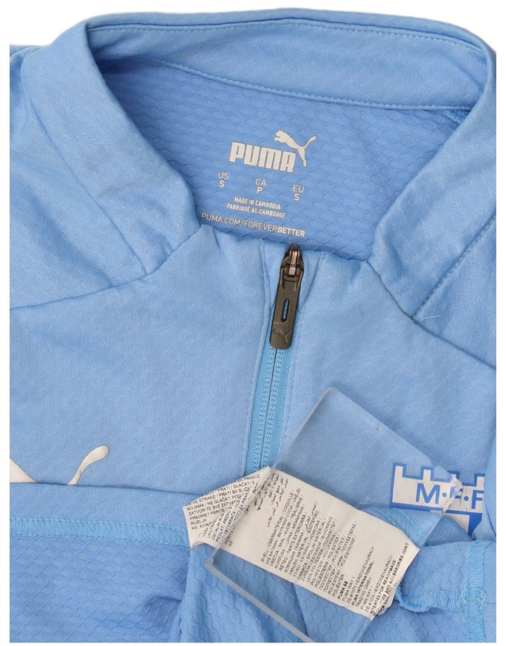 Puma Hombre Zip Neck Jersey Chándal Top Pequeño Azul Colorblock Poliéster