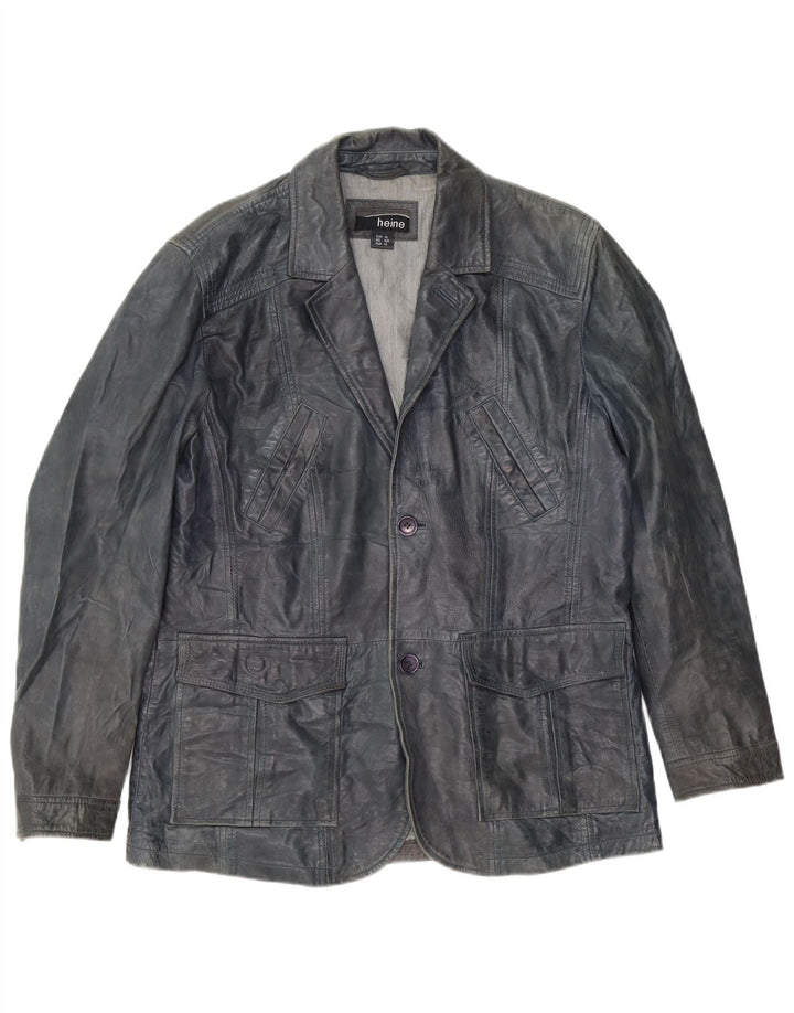 Heine Chaqueta Blazer de Cuero con 2 Botones para Hombre UK 42 XL Cuero Azul Marino