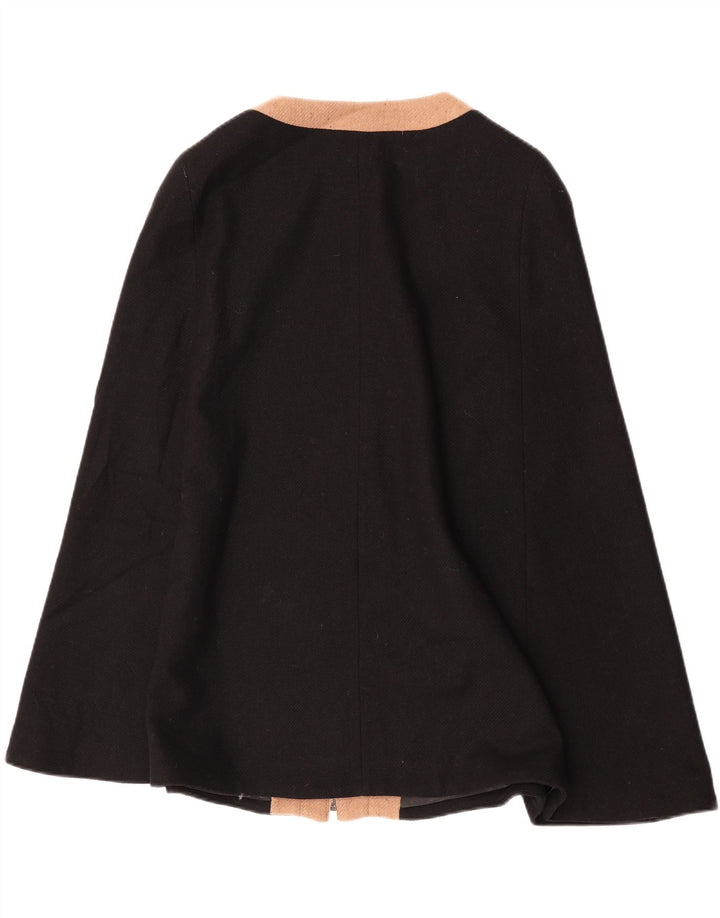 Laura Ashley Abrigo Poncho para Mujer UK 46 Grande Lana Color Block Negro
