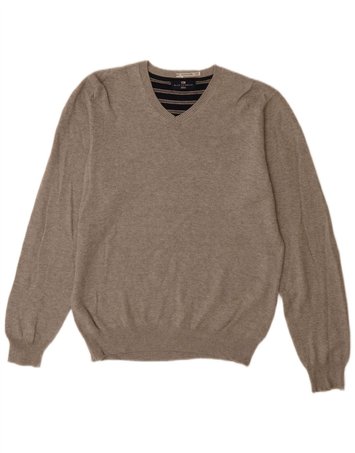 Marks & Spencer Jersey para Hombre con Cuello en V Azul Harbor Pequeño Gris Moteado