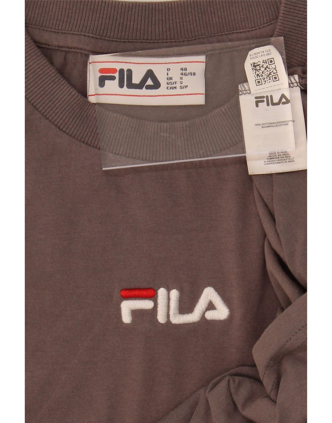 FILA Mens T-Shirt Top Small Grey Striped Cotton Vintage Fila and Second-Hand Fila from Messina Hembry 