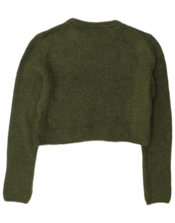 Zara Mujer Crop Crew Neck Jumper Sweater UK 10 Small Verde