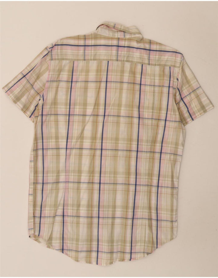 Diesel Hombre Camisa De Manga Corta De Algodón A Cuadros Beige Grande