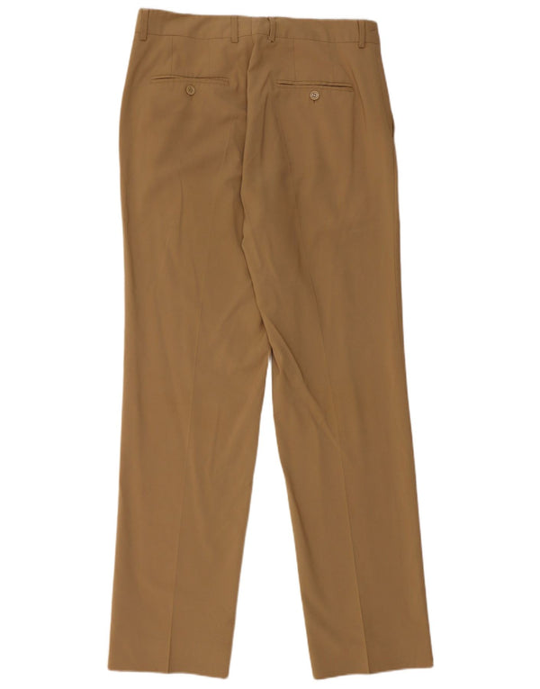 ZARA Pantalón de traje recto para hombre EU 42 Large W32 L32 Beige Poliéster