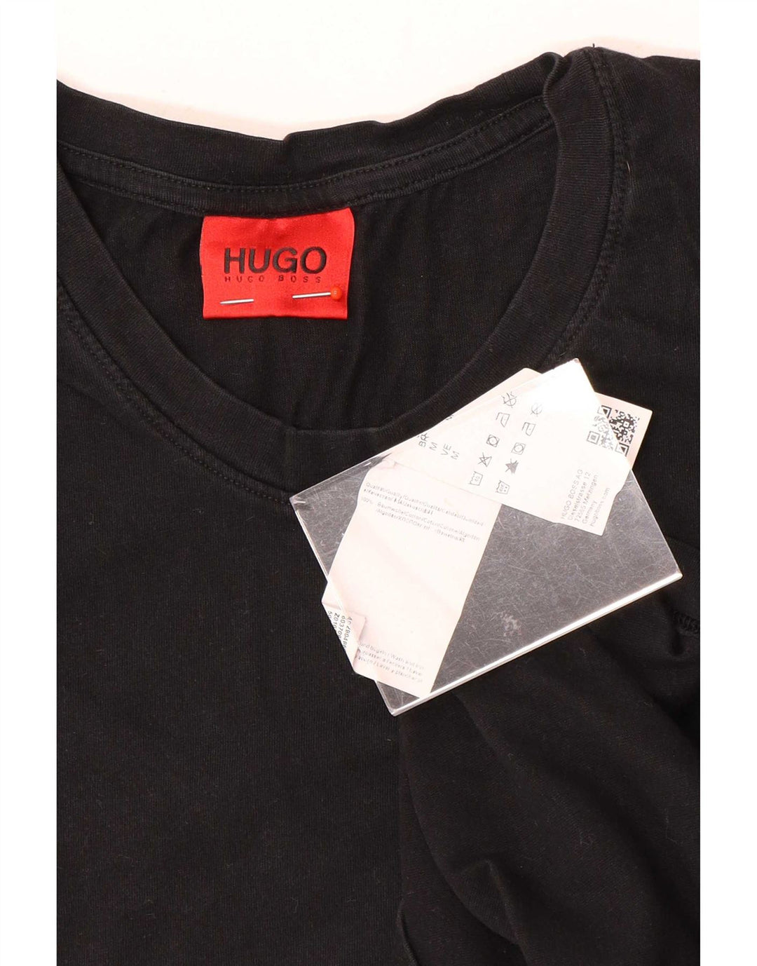 Hugo Boss Hombre Camiseta Top Medium Negro Algodón
