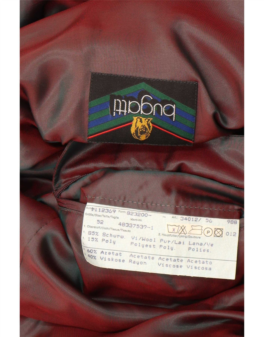 Bugatti Abrigo para hombre EU 52 XL Lana negra