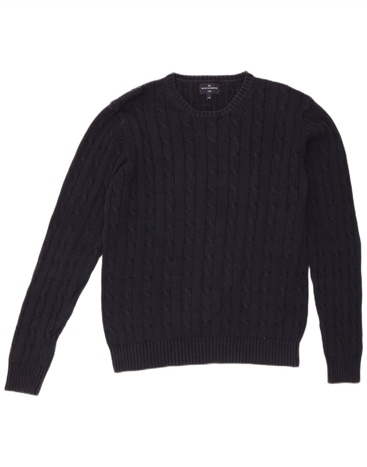 Marks & Spencer Jersey de cuello redondo azul Harbor para hombre Azul marino mediano